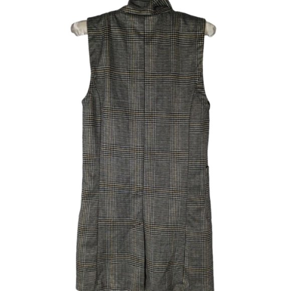 Love Tree Vest M Women's Gray Plaid Sleeveless D Ring Belt Tie Collared Preppy - Picture 5 of 8